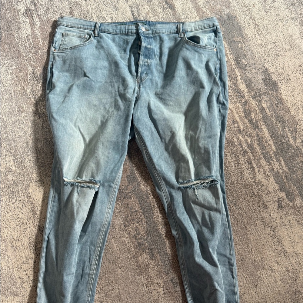 Wild Fable Wide Leg Light Wash Distressed Knee Jeans